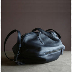 Womens Leather Barrel Shoulder Purse Womens Dark Blue Bucket Leather Handbag Shoulder Bag for Ladies