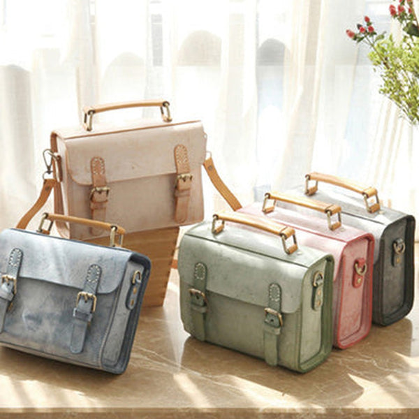 Womens Leather Small Satchel Shoulder Bag Waxed Leather Cambridge Small Satchel Handbag Purse for Women