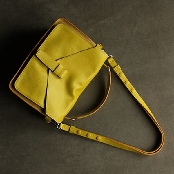 Cute Yellow Leather Womens Satchel Handbag Satchel Shoulder Bag Mini Satchel Bag for Women