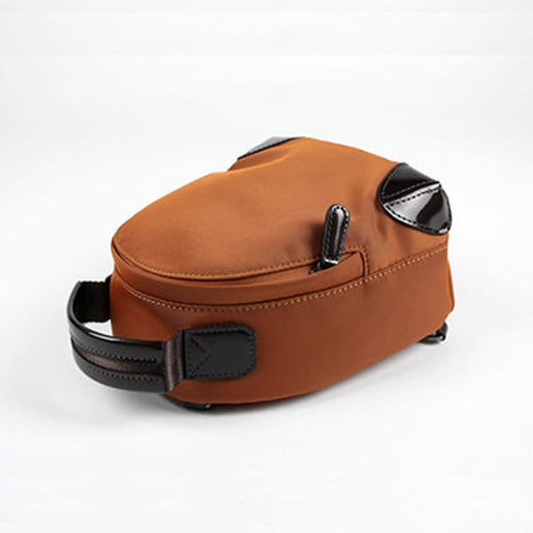 Womens Nylon Small Backpack Purse Orange Brown Convertible Crossbody Bag Nylon Backpack Shoulder Bag for Ladies