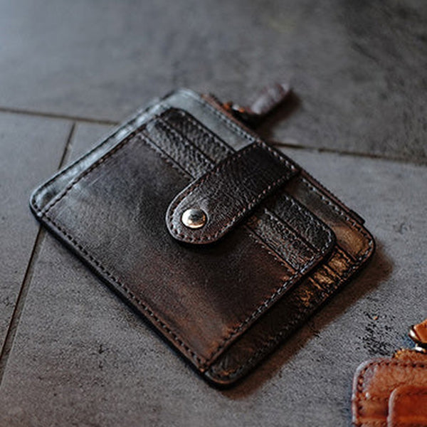 Slim Womens Coffee Leather Card Holders Wallet Card Wallet Card Holders for Ladies