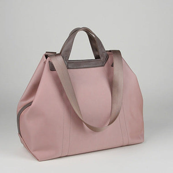 Pink Womens Nylon Handbag Totes Pink Womens Nylon Leather Shoulder Tote Purse for Ladies