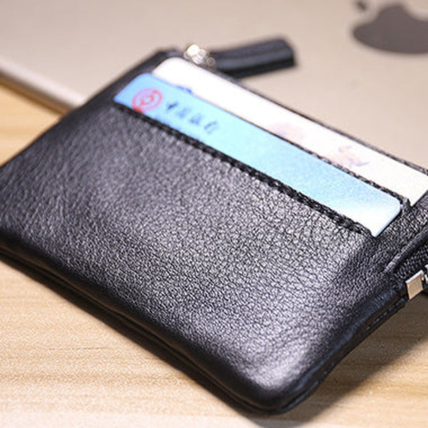 Cute Women Black Leather Mini Card Wallet Coin Wallets Slim Change Wallets For Women