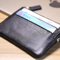 Cute Women Black Leather Mini Card Wallet Coin Wallets Slim Change Wallets For Women