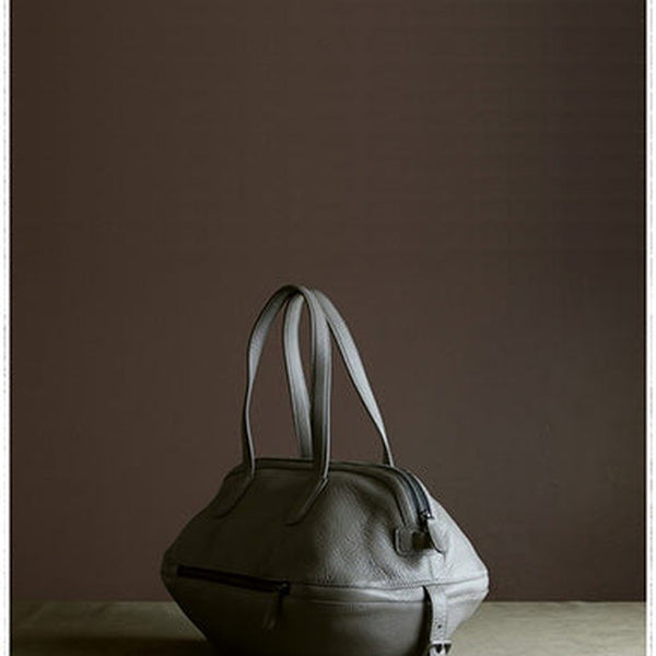 Womens Leather Barrel Shoulder Purse Womens Gray Bucket Leather Handbag Shoulder Bag for Ladies
