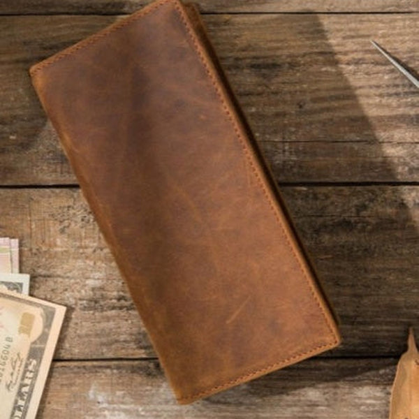 Bifold long wallet Mens long Wallet Leather Wallet Bifold Long Wallets for Men