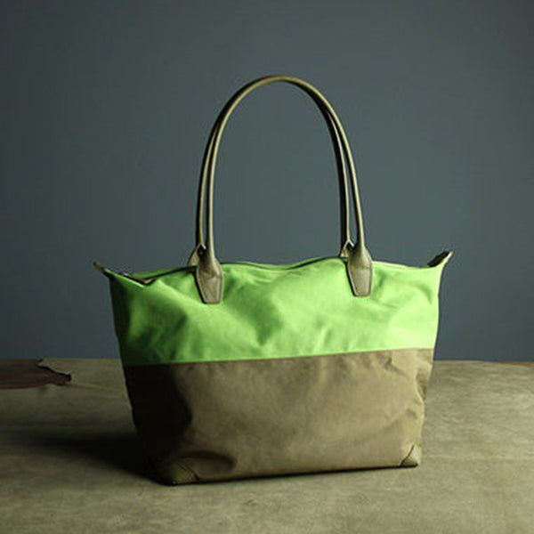 Green Womens Nylon Shoulder Handbag Womens Nylon Contrast Color Shoulder Work Purse Nylon for Ladies