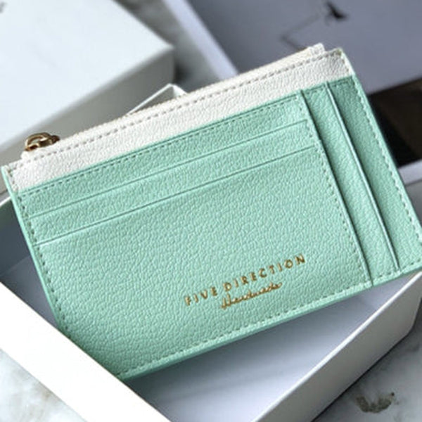 Cute Women Green Vegan Leather Slim Card Holders Small Card Wallet Card Holder Credit Card Holder For Women