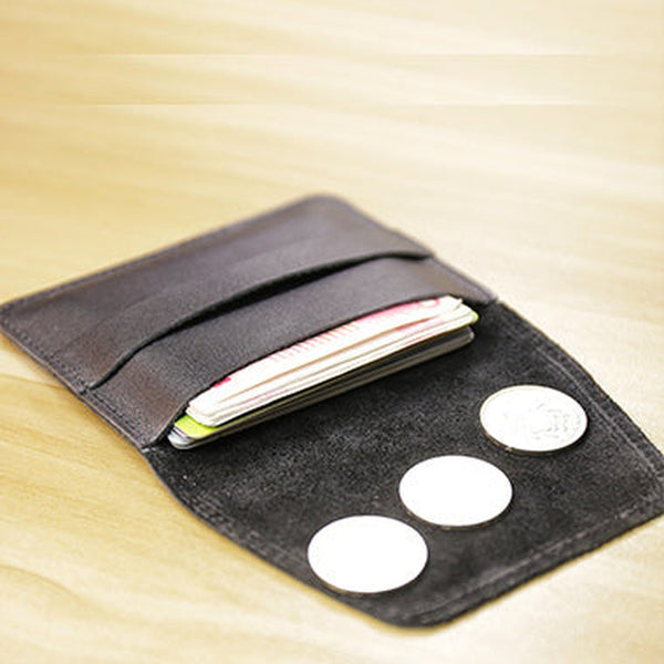 Slim Womens Black Leather Card Holder Wallet Vintage Minimalist Card Holders Wallet for Ladies
