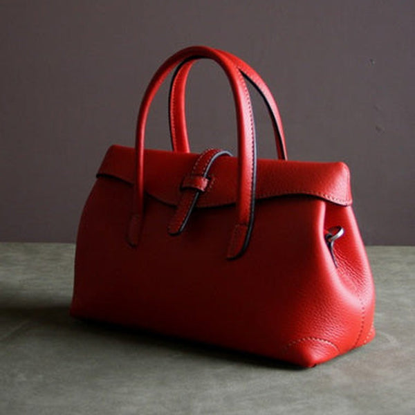 Womens Red Work Leather Handbag Purse Leather Red Work Shoulder Bag Handbag Purse for Ladies