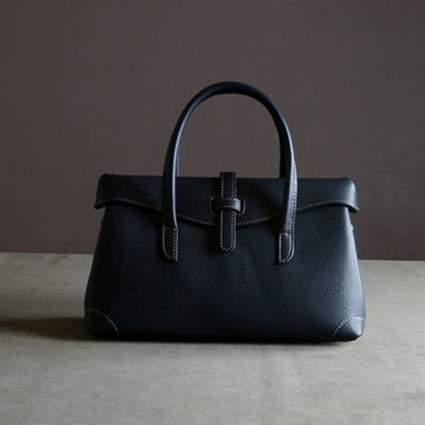 Womens Black Work Leather Handbag Purse Leather Black Work Shoulder Bag Handbag Purse for Ladies
