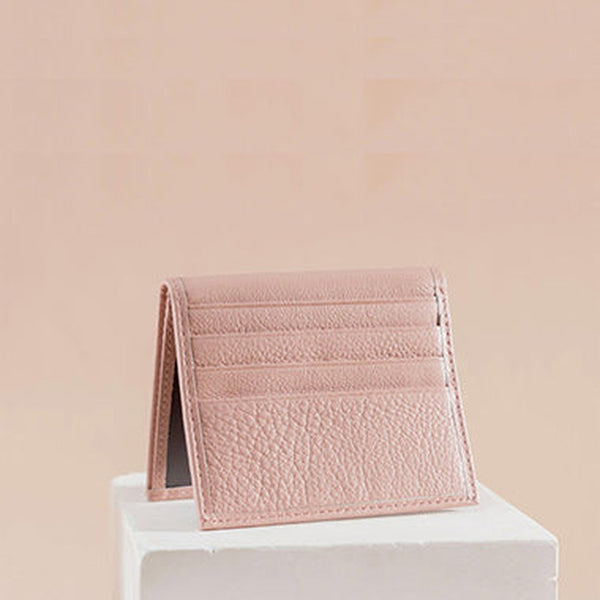Slim Women Pink Leather Card Holder Small Card Wallet Card Holder Credit Card Holder For Women