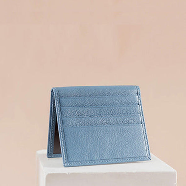 Slim Women Blue Leather Card Holder Small Card Wallet Card Holder Credit Card Holder For Women