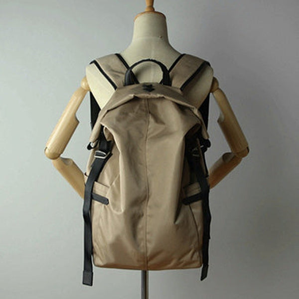 Womens Nylon Large Backpack Purse Khaki Nylon Travel Backpack School Rucksack for Ladies