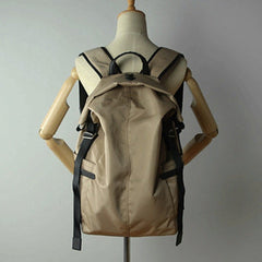 Womens Nylon Large Backpack Purse Khaki Nylon Travel Backpack School Rucksack for Ladies