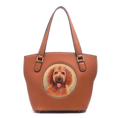 Handmade Womens Black Leather Tote Handbag Purse Dog Tote Bag for Women