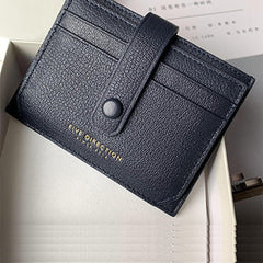 Cute Women Dark Blue Sheepskin Card Holder Slim Card Wallet Dark Blue Card Holder Credit Card Holder For Women