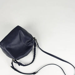 Cute Womens Dark Blue Leather Handbag Purse Cube Leather Shoulder Bag Crossbody Purse for Ladies