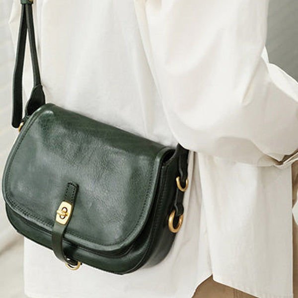 Vintage Green Womens Shoulder Bag Crossbody Saddle Bag Crossbody Purse for Ladies