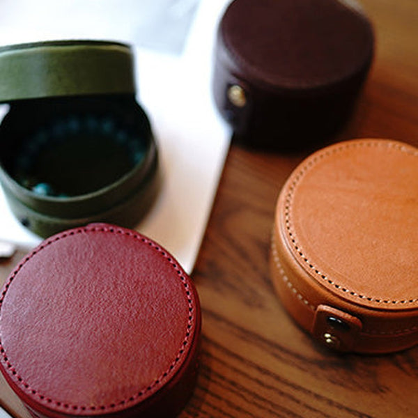 Cute Women Leather Round Coin Wallet Box Small Portable Jewelry Storage Box For Women