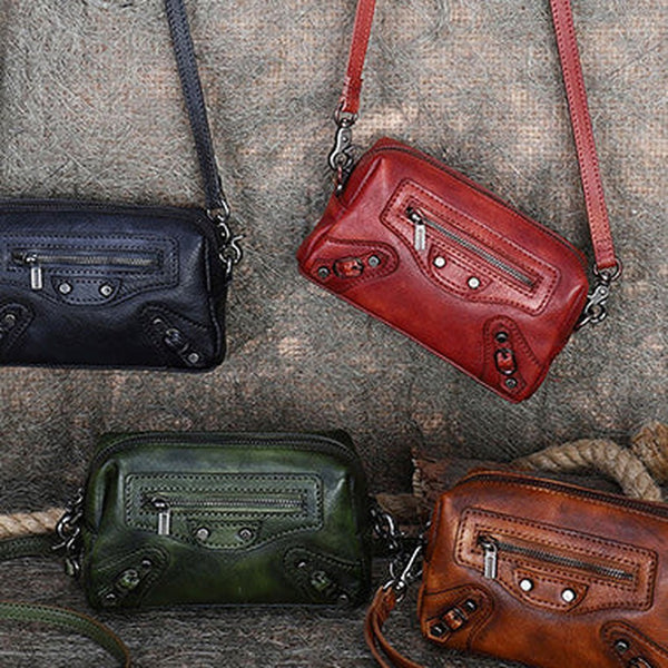 Vintage Womens Leather Wristlet Wallets Mini Shoulder Bag Small Crossbody Bag for Women