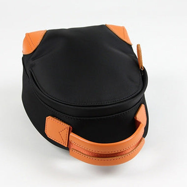 Womens Nylon Small Backpack Purse Black&Orange Convertible Crossbody Bag Nylon Backpack Shoulder Bag for Ladies
