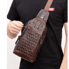 Cool Sling Bag Mens One Strap Backpack Leather Crossbody Backpack For Men