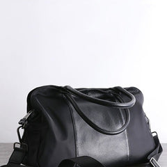 Black Womens Nylon Leather Shopper Bag Totes Womens Nylon Large Shoulder Shopper Purse Black Nylon Handbag Purse for Ladies