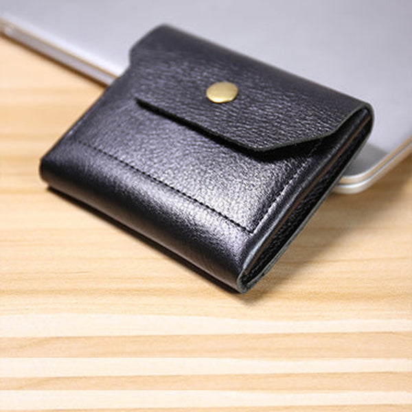 Cute Women Black Leather Billfold Card Wallet Coin Wallets Mini Change Wallets For Women