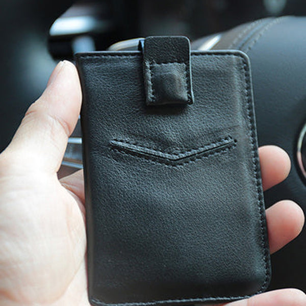 Slim Women Black Vertical Leather Card Wallet Minimalist Card Holder Wallet For Women