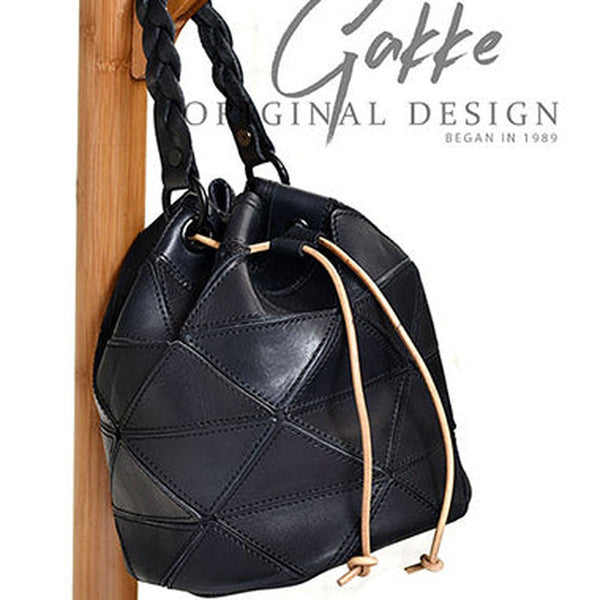 Womens Black Leather Bucket Shoulder Bag Purse Vintage Split Joint Barrel Round Handbag Crossbody Purse for Women