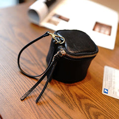 Vintage Black Leather Wristlet Wallet Cube Zip Clutch Wallet Womens Tan Ladies Zip Around Wallets for Women