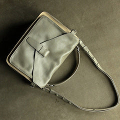 Cute Gray Leather Womens Satchel Handbag Satchel Shoulder Bag Mini Satchel Bag for Women