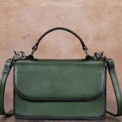 Green Vintage Ladies Leather Satchel Handbag Purse Green SHoulder Bag Side Bag for WOmen