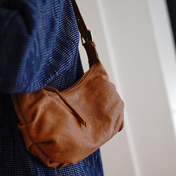 Cute Brown Leather Baguette Bag Women Baguette Shoulder Bag for Women