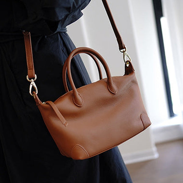 Classic Brown Leather Small Work Handbag Women Large Work Shoulder Bag for Women