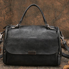 Black Gray Vintage Womens Leather Handbag Purse Handbag Rivet Shoulder Bag for Ladies
