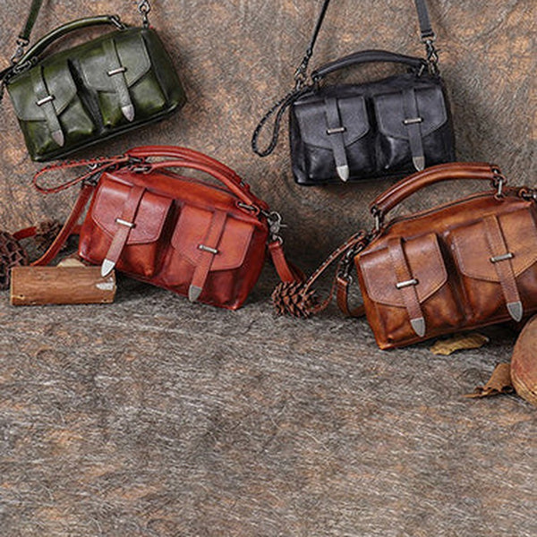 Vintage Leather Womens Satchel Shoulder Bag Handbag Crossbody Purse for Ladies