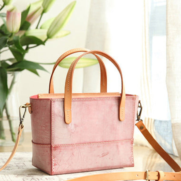 Vintage Womens Red Leather Handbag Tote Purse Tote Handmade Shopper Side Tote Bag for Men