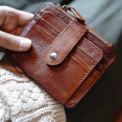 Slim Womens Brown Leather Card Holders Wallet Card Wallet Card Holders for Ladies