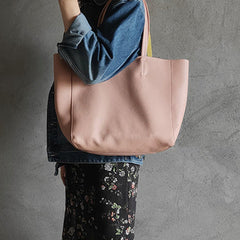Fashion Womens Pink Leather Oversize Tote Bag Pink Shoulder Tote Bag Pink Handbag Tote For Women