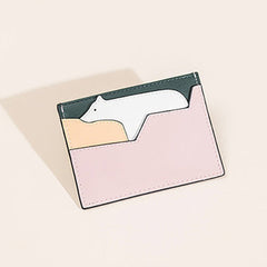 Cutest Women Pink Leather Card Holder Polar Bear Card Wallet Card Holder Polar Bear Credit Card Holder For Women
