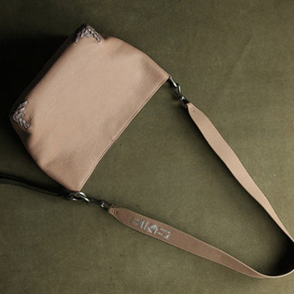 Pink Womens Leather Bucket Shoulder Purse Womens Barrel Leather Handbag Shoulder Bag for Ladies