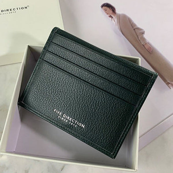 Minimalist Women Dark Green Leather Slim Card Holders Small Card Wallet Cute Card Holder Credit Card Holder For Women