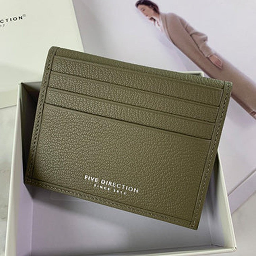 Minimalist Women Olive Green Leather Slim Card Holders Small Card Wallet Cute Card Holder Credit Card Holder For Women