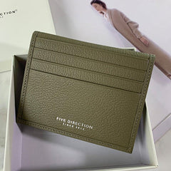 Minimalist Women Olive Green Leather Slim Card Holders Small Card Wallet Cute Card Holder Credit Card Holder For Women