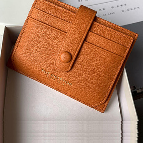 Cute Women Orange Sheepskin Card Holder Slim Card Wallet Orange Card Holder Credit Card Holder For Women