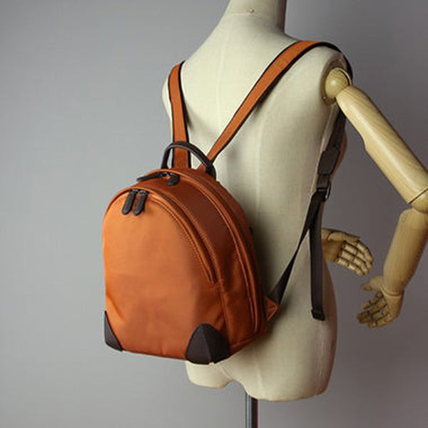 Womens Nylon Small Backpack Purse Orange Best Mini Backpack Purse Nylon Rucksack for Ladies