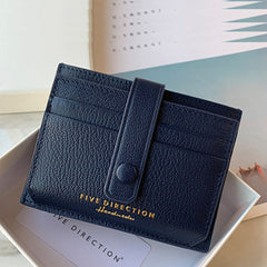 Cute Women Dark Blue Leather Card Holder Slim Card Wallet Dark Blue Small Card Holder Credit Card Holder For Women