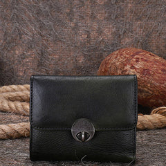 Vintage Womens Green Leather Small Trifold Wallet billfold Wallet Purse for Ladies